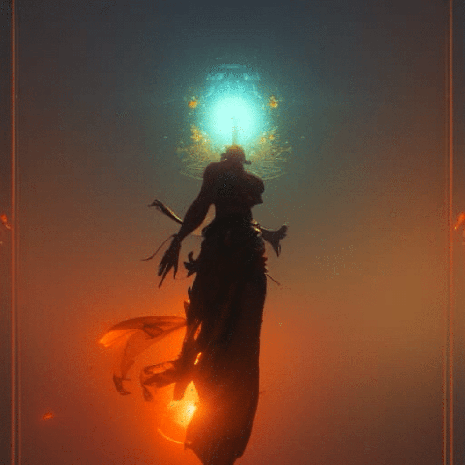 Female DJ playing keyboards under neon lights